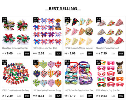 20pcs Pet Dog Cute Hair Bows with Rhinestone&Flowers Ribbon Bows Dog Hair Accessory Dog Groomining Pet Supplies