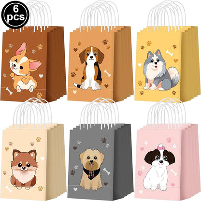 Dog Party Table Decoration Paper Plates Nakpins Banner Hangings Cake Toppers Gift Bags Stickers Kids Puppy Themed Party Supplies