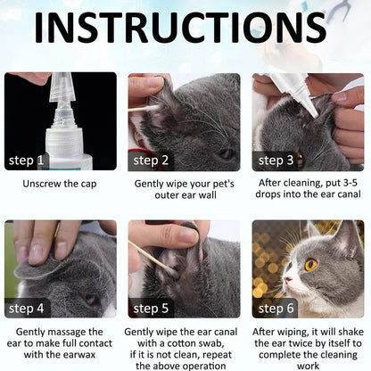 the EAR CLEANER - 50ML Pet Ear Mite Cleaner Earwax Odor Removal