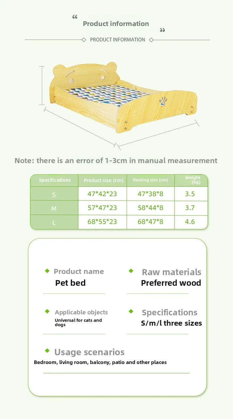 Removable Washable Four-season Universal Princess Nest Pet Dog Wooden Bed with Cushion Nest Teddy Medium and Small Dog Cat Bed