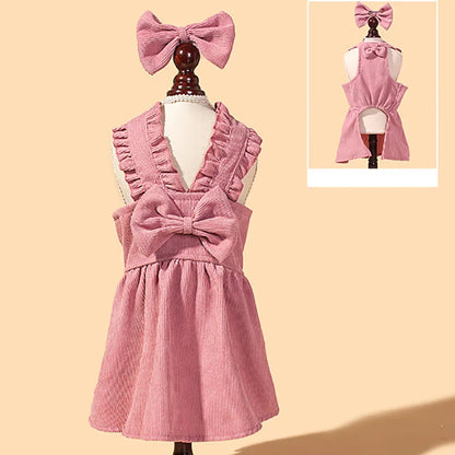 Christmas Dog Dress Pet Clothes Cat Red Pink Suit With White Shirt  Warm New Year Clothing for Cats French Bulldog Party Dress