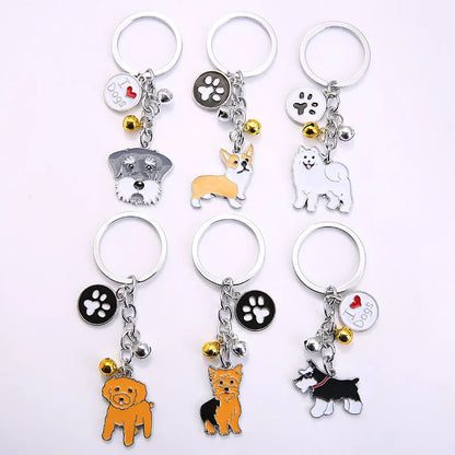 New Popular Cute Metal Dog Key Chain Car For Women Pendant Pet Dog Bell Keychains Jewelry Car Key Ring Party Gift K5222