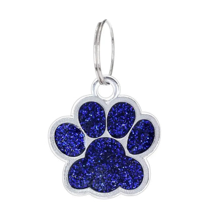 Cat Dog Paw Print Dog Cat Tags Personalized Anti-Lost Pet Glitter Pendant Exquisite with Hook Pet Collar Tag Pendant Kitten