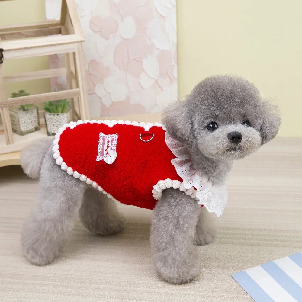 Dog Waistcoat Winter Warm Puppy Clothes for Small and Medium Doggy Pomeranian Chihuahua Vest With Button With D-Ring