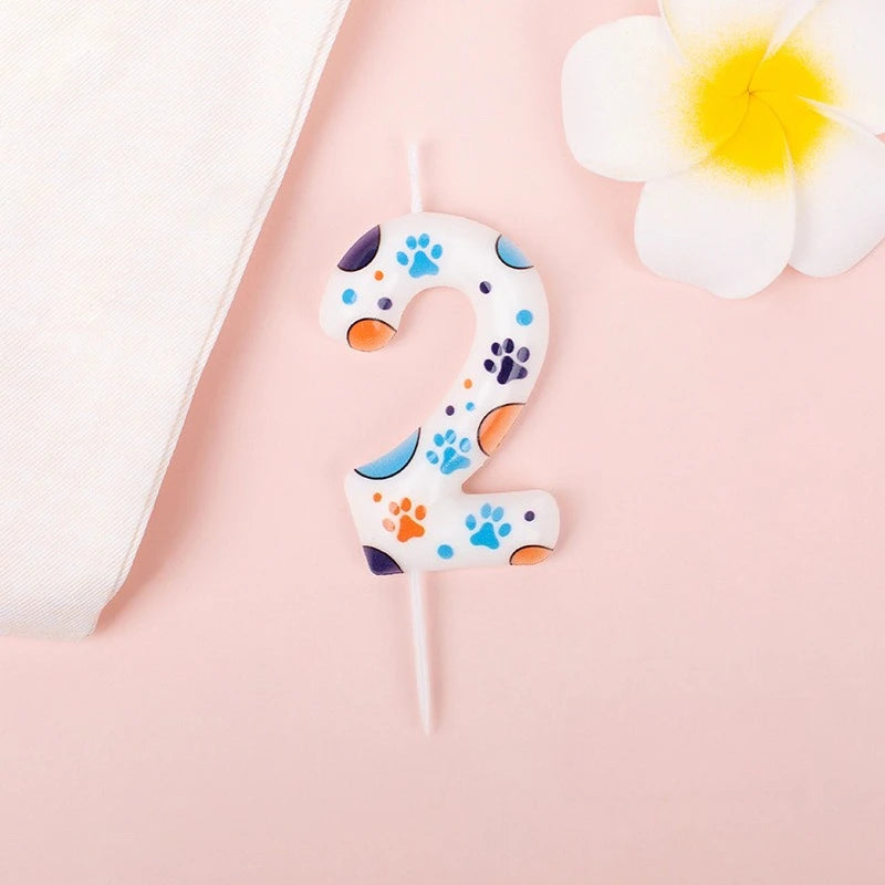 Cute Puppy Paw Print Number Birthday Candles, Suitable For Cake Decorations, Birthday Celebrations, Anniversary Commemorations
