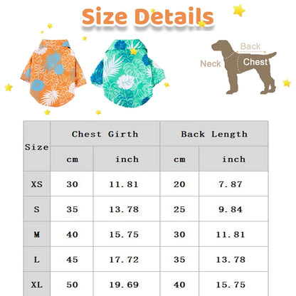 Hawaiian Style Dog Shirt Coconut Tree Patern Dog Vest Chihuahua Yorkie Breathable Polo Shirt Puppy T-Shirt Summer Pet Clothes