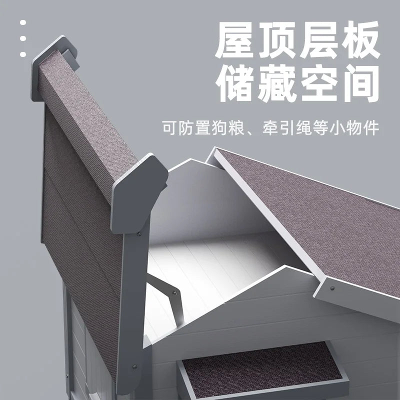 the DOG SHED - Rainproof and Cold-Proof Outdoor Doghouse Kennel, Winter Warm Large Dog Wooden Luxury Villa Doghouse