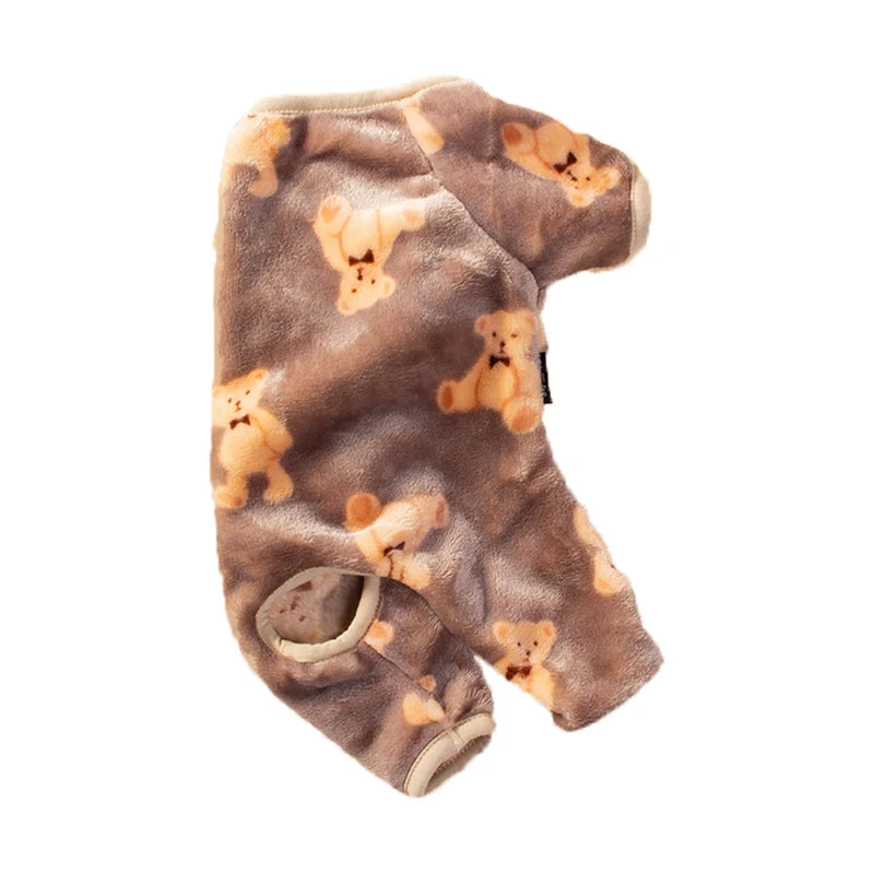 Pet Autumn Winter Pajamas Puppy Cute Bear Jumpsuit Dog Plush Jacket for Small Medium Dogs Cats Clothes Chihuahua Teddy Costumes