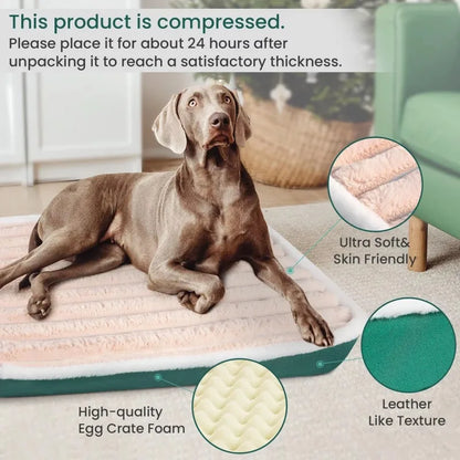 Dog Soft Bed Calming Cat Beds Pet Mattress with Removable Washable Cover Memory Foam Mat Dogs Crate Mats with Non-Slip Bottom