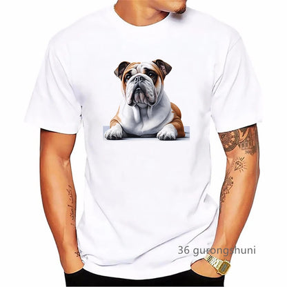 the BRITISH BULLDOG - British Bulldog Dog Animal Printed T-Shirt, Summer Fashion Short Sleeve T-Shirt