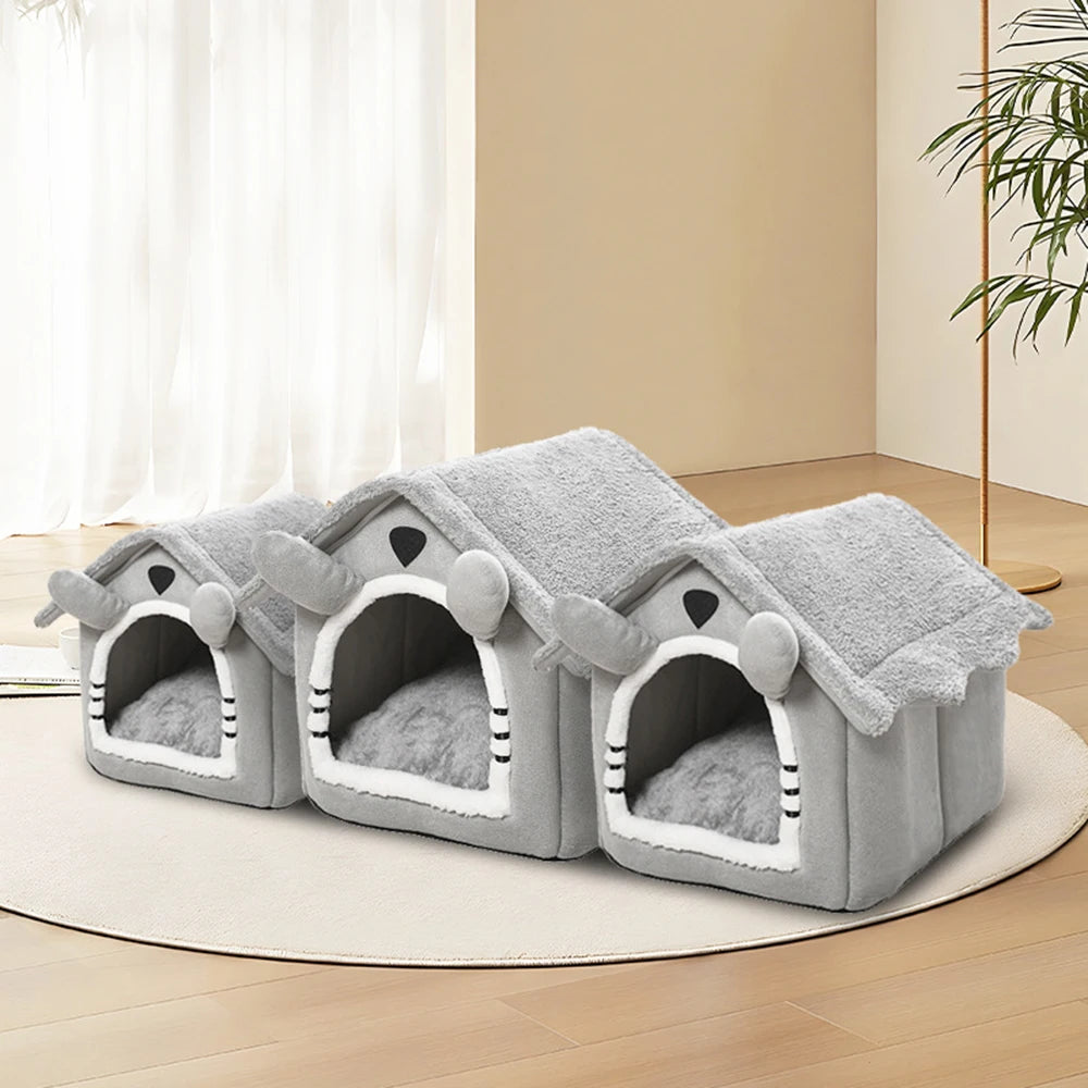 the VELVET DOG - Indoor Warm Doghouse, Soft Pet Bed Tent House, Dog Kennel Cat Bed with Removable Cushion Suitable for Small/Medium/Large Pets
