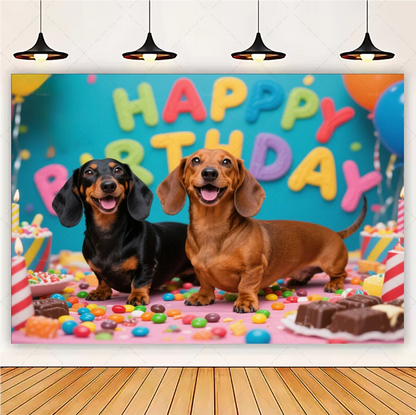 Cute Dachshund Theme Birthday Party Decorations Lovely Puppy Backdrop Cake Insert Banner Balloon Baby Shower Supplies Child Gift