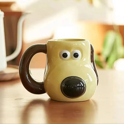 A 520ml large capacity paw dog ceramic mug cartoon creative coffee cup office drinking cup household cup suitable for children's