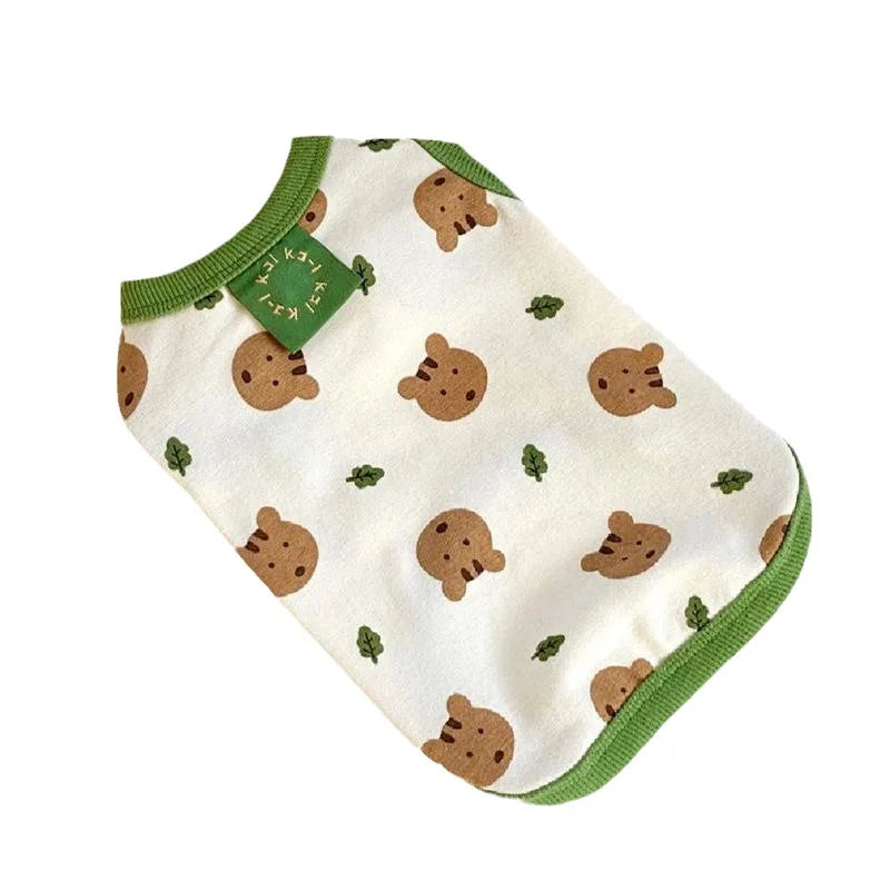 Pet Dog Clothes Puppy Summer Vest Thin Pomeranian Jumper Bear Print T-shirt Teddy Cartoon Clothing Dog Products XS-XL