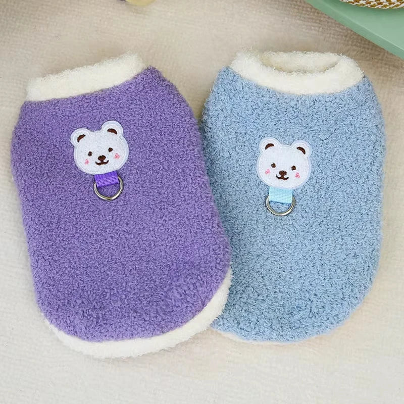 Winter Warm Dog Clothes with D-ring Plush Dog Coat for Small Medium Dogs Soft Puppy Clothes Chihuahua Yorkie Clothing Pet Supply