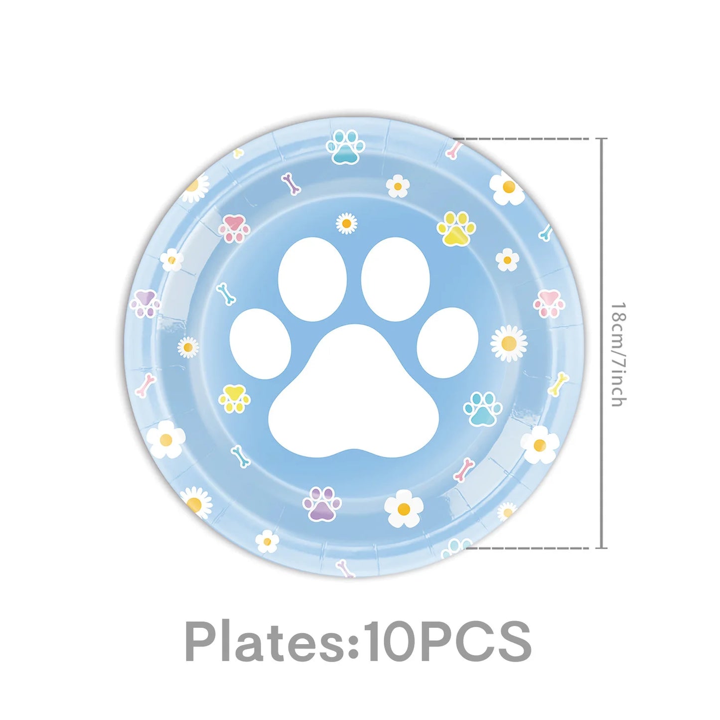 Dog Puppy Theme Party Tableware Color Paw Print Paper Cups Plates Banner 1st-3th Dog Birthday Party Baby Shower Decor