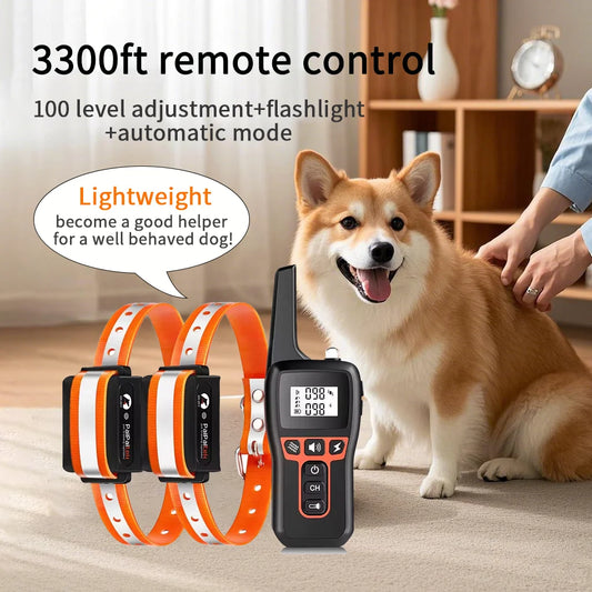 the BARK STOPPER - 2-IN-1 Remote Electronic Dog Collar, Dog Training Collar for Large/Medium/Small Dog, Shock Collar with 3 Training Modes, IPX7