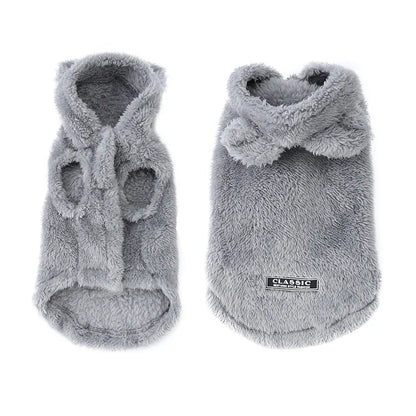 Cozy Pet Clothes Winter Soft Fleece Puppy Sweater For Small Medium Dogs Cats Cute Ear Hooded Jacket Coat Yorkshire Pug Apparel