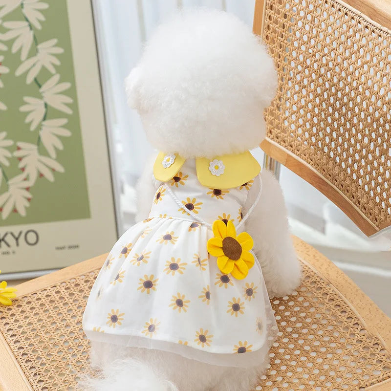 Dog Princess Dress Cute Pet Dog Mesh Dress Kitten Puppy Pet Skirt Dog Summer Dress Bow Lace Korean Poodle Chihuahua Dog Clothes