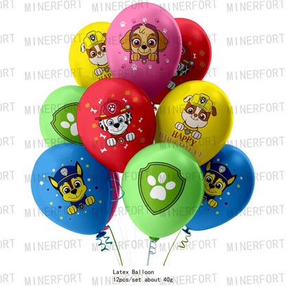 Paw Patrol Dark green dog disposable Birthday Party Decorations Tableware Balloons Birthday Decor Party Supplies Gifts for Boys