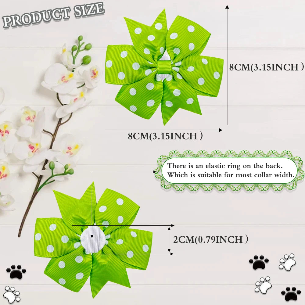 the POLKA DOT BOW - 10PCS Dog Bow Tie, Small Dog Accessories, Slide-able Dog Bowties - Polka Dot, Pet Supplies, Pet Dog Collar, Grooming Accessories for Dogs/Cats