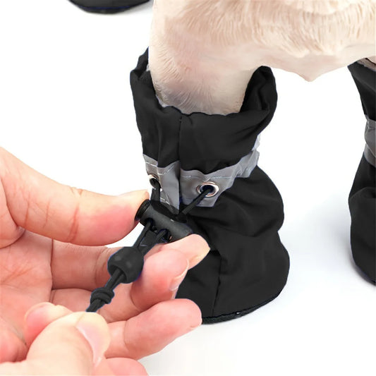 the SNUGGIE BOOTS - 4PCS Water-Resistant Dog Shoes for Small Dogs - Protect Your Pet's Paws and Keep Them Dry, Outdoor Rain Boots for Dogs