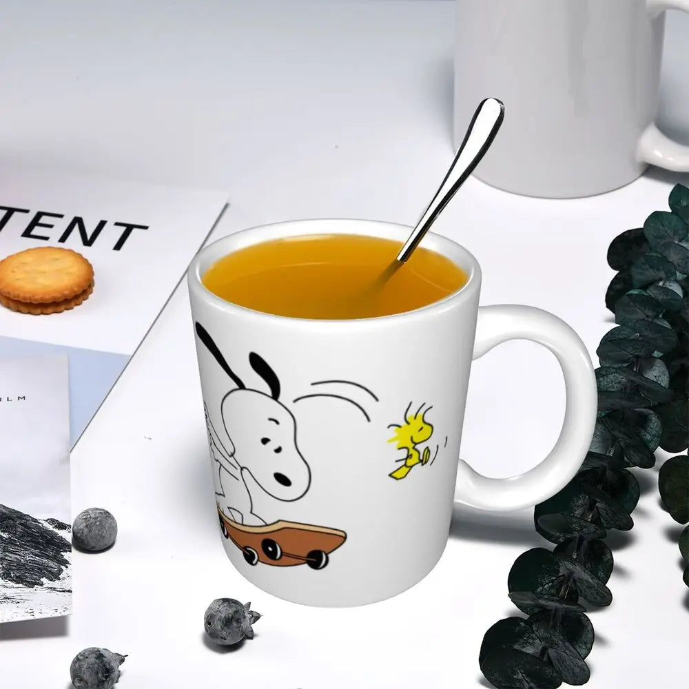 Manga Snoopy Woodstock Cartoon Dog Coffee Mug DIY Customized Ceramic Tea Milk Mug