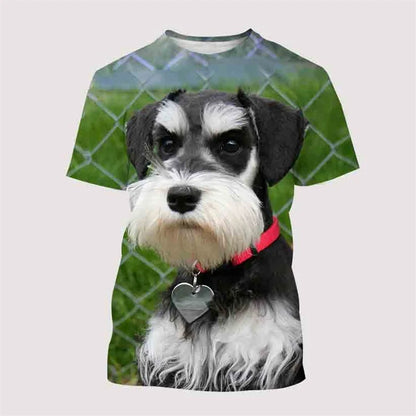 the SCHNAUZER DOG - Schnauzer Dog T-Shirt, Summer Short Sleeve 3D Print Tops, Men Oversized Clothing, O-Neck Graphic T-Shirts, Tee Streetwear