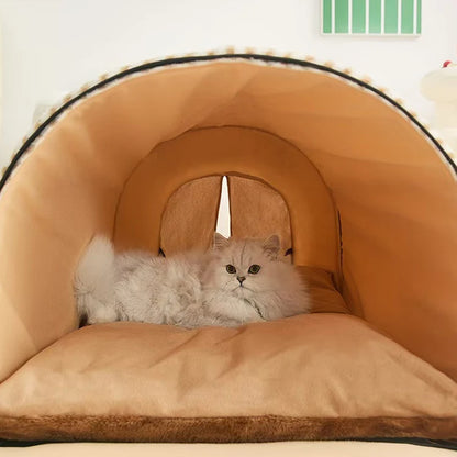 the BROWN DOGGY - Fully Removable Washable Cat/Dog Nest, Mat Winter House Pet Bed Cave, Small Animals Warm Sleep Mat, Semi-Enclosed Security Carton