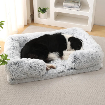 Half Surround Dog Bed Soft Square Pet Cat Sofa Full Filling Medium Pet Dog Kennel Plush Cat Cushion House