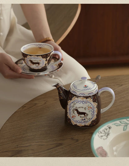 London Pottery 300ML Animal dog mug dish ceramics coffee cup tea Pair pottery tea cup set porcelain Cups for girlfriend gift