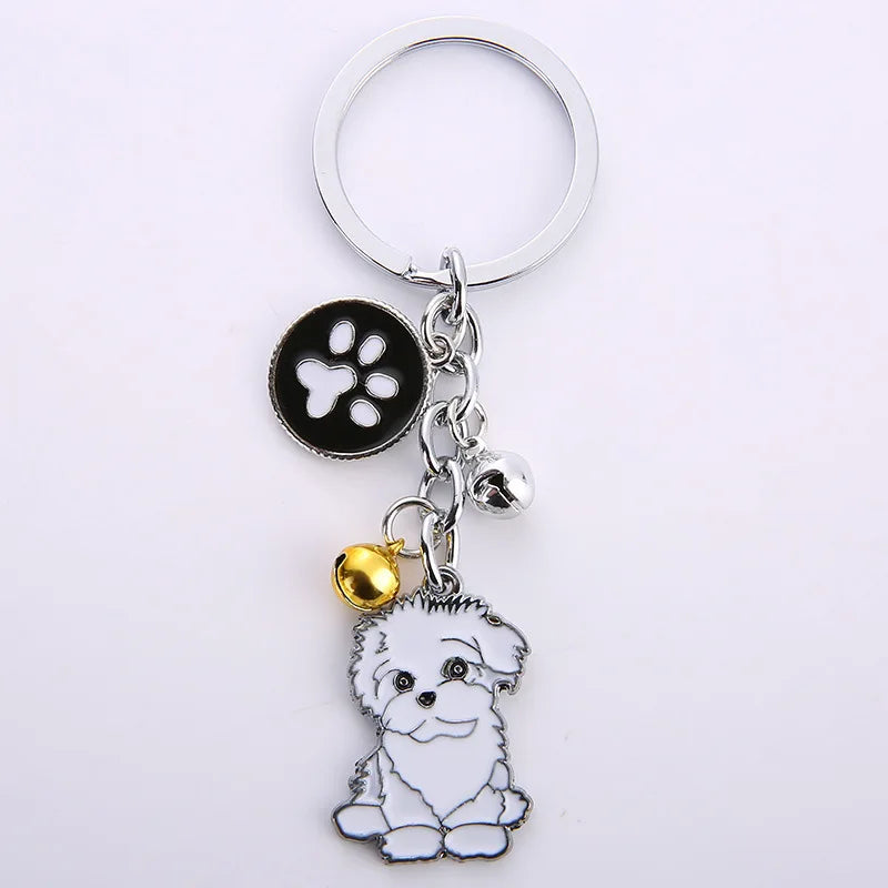 New Popular Cute Metal Dog Key Chain Car For Women Pendant Pet Dog Bell Keychains Jewelry Car Key Ring Party Gift K5222