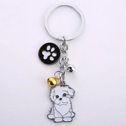 New Popular Cute Metal Dog Key Chain Car For Women Pendant Pet Dog Bell Keychains Jewelry Car Key Ring Party Gift K5222