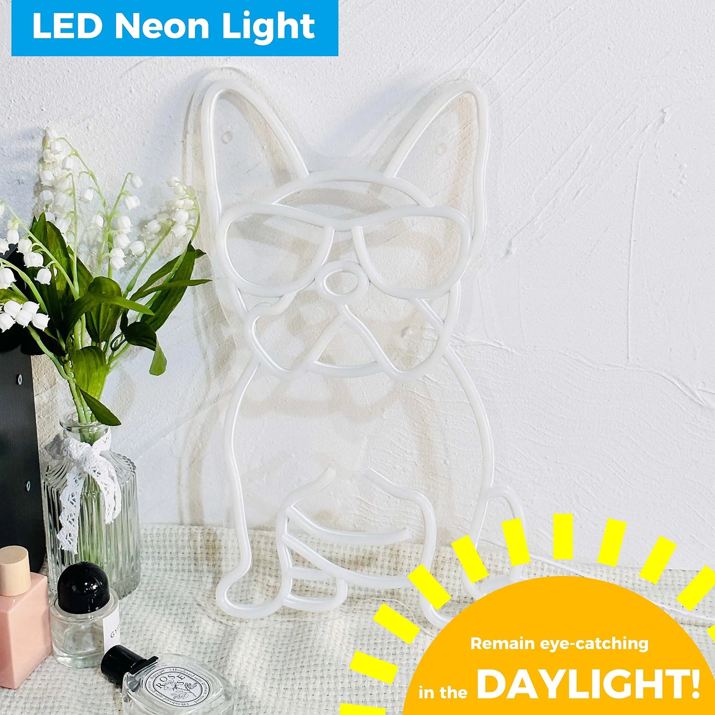 Skateboard Dog Neon Signs LED Neon Light Sign Light Up Neon Signs Wall Decor for Game Room Bedroom HomeBar Living Room kids room