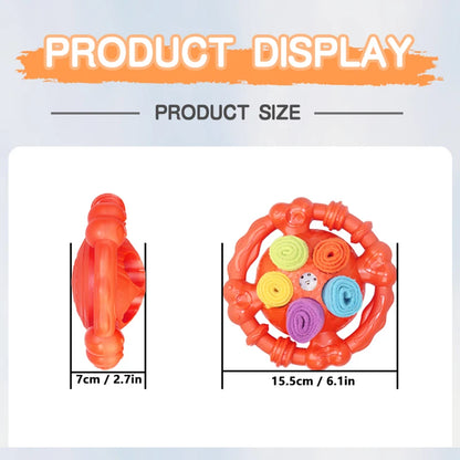 Dog Interactive Toy Colorful Tug Chew Ball with Treat Hiding Ropes, Beef Flavor, Fun Sound Play, Pet Training Stress Relief