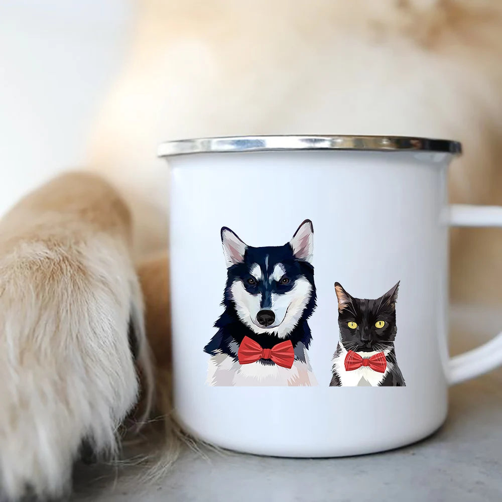 Original Mugs Coffee Cups to Sublimate Cute Dog Printed Enamel Coffee Tea Mugs Office Home Party Beer Drink Cola Cups Travel Cup