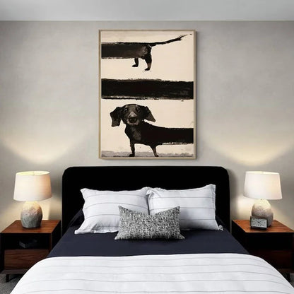 Retro Cute Dachshund Dog Poster Sausagedog Canvas Painting Funny Animal Wall Art Picture for Modern Living Room Home Decoration