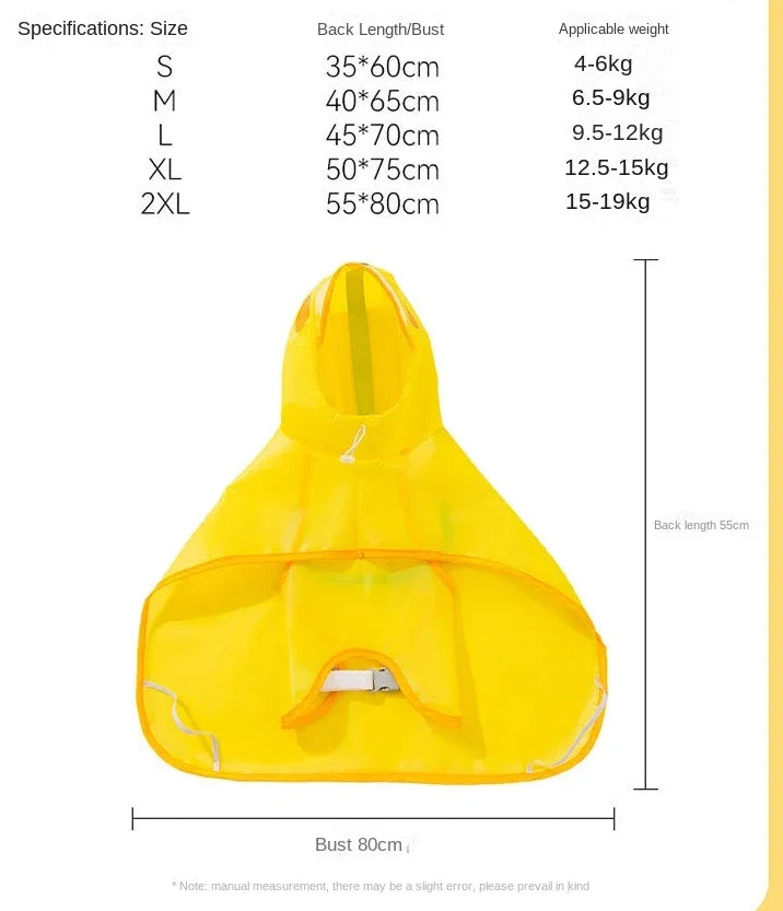 the DUCK'N'DRY RAIN PONCHO - Pet Dog Duck Shape Rainwear/Raincoat, Puppy/Pet Hooded Waterproof Jacket Clothes, Soft PVC Small Dogs Raincoat, Puppy Rain Poncho