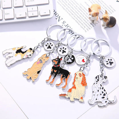 New Popular Cute Metal Dog Key Chain Car For Women Pendant Pet Dog Bell Keychains Jewelry Car Key Ring Party Gift K5222