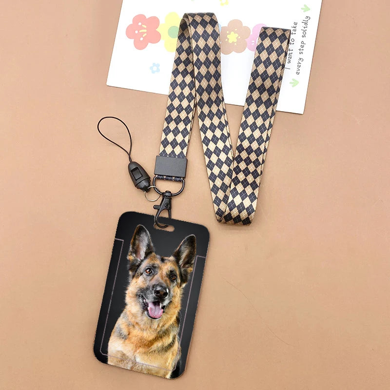 Cat and dog pattern Bank Credit ID Card Student Bus Card Holders Storage Protective Shell Pendant