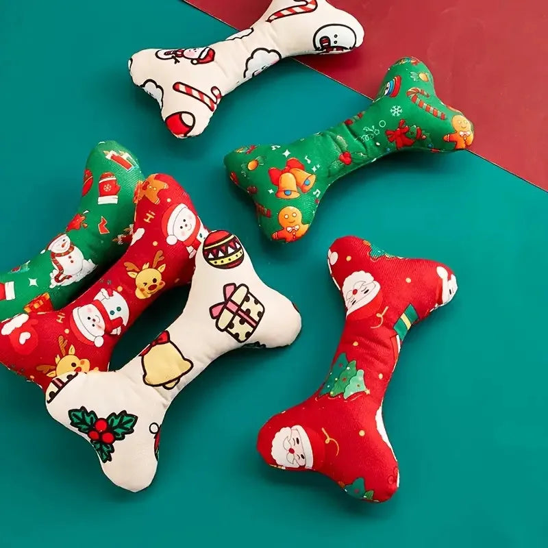 the MERRY MUNCH CHEW DUO - 2 Christmas Dog Chew Toys - Festive Teeth Toys Designed with Santa Claus, Reindeer, and Christmas Tree Motifs - Healthy Teeth
