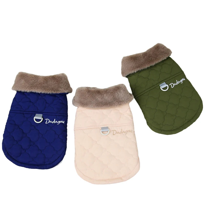 the FROSTGUARD FLEECE JACKET - Waterproof Fur Collar Dog Jacket, Winter Warm Fleece Dog Clothes for Small Dogs, Puppy Pet Vest, Chihuahua Yorkie Pug Coat