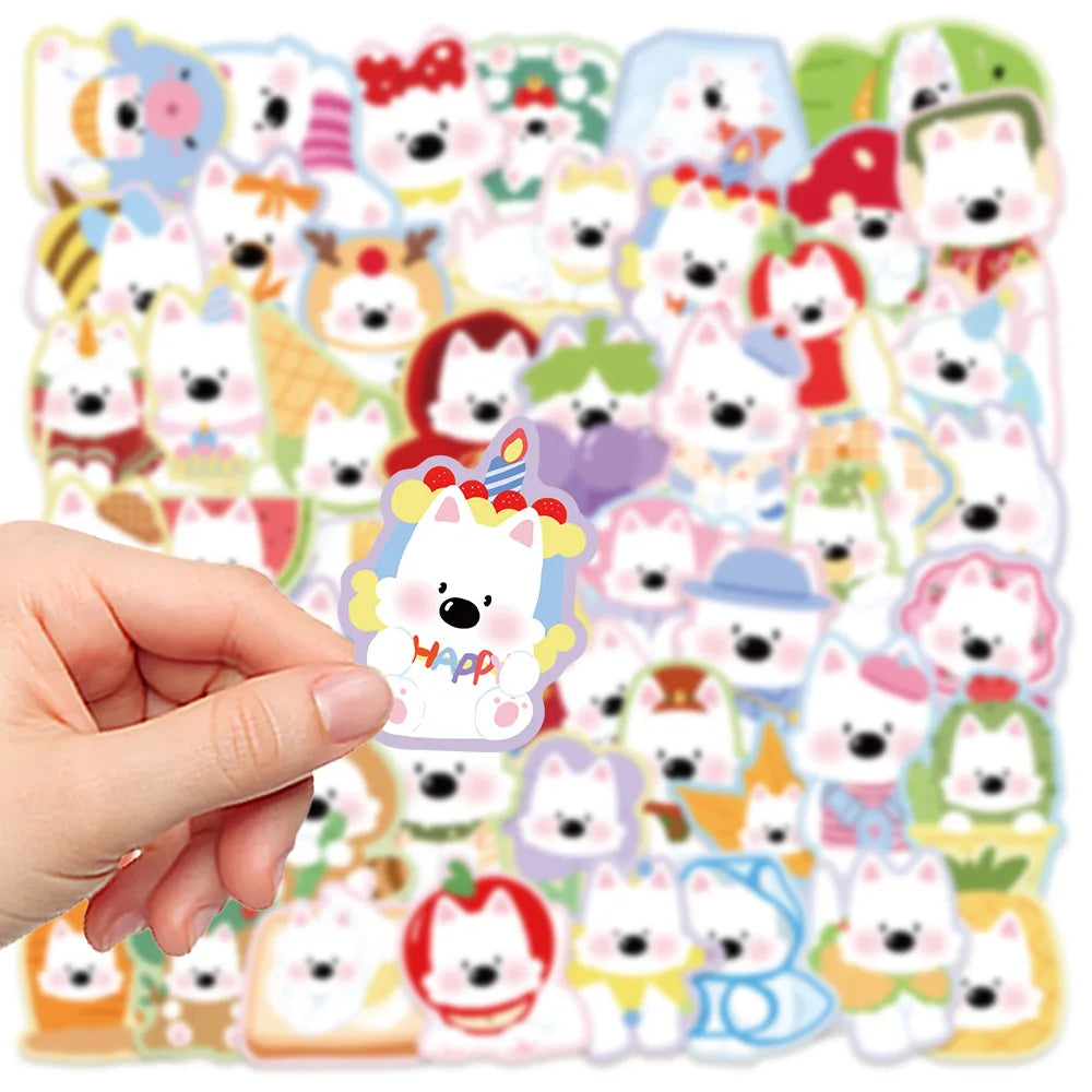 50PCS Cute West Highland White Terrier Dog Stickers DIY Stickers Scrapbooking Phone Luggage Skateboard Waterproof Graffiti Decal