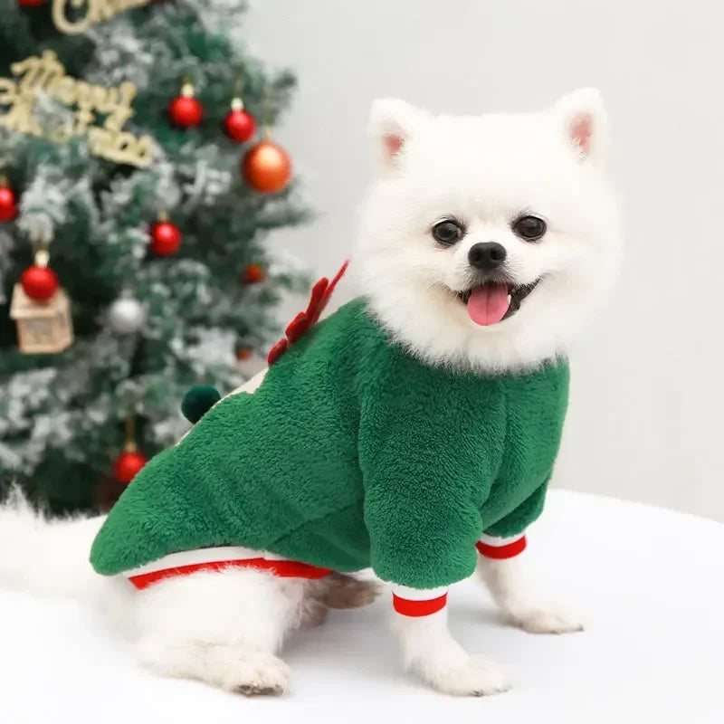 the YULEPAW WINTER COAT - Dog Christmas Clothes, Winter Warm Pet Clothes for Small/Medium Dogs, Elk Santa Claus Dog/Cats Coat Hoodies, Christmas Dogs Costume