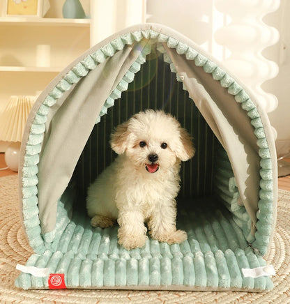 HOOPET  Closed Dog House Winter Windproof Nest for Dogs Cats with Door Curtain Outdoor Portable Cat Tent  Dog Villa Sleep Kennel