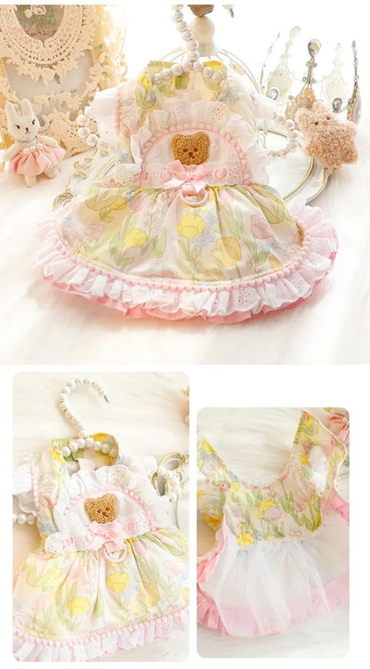 Thin Cat Princess Dress Milk Bear Fructose Lolita Small Dog Teddy Pet Clothes Spring and Summer