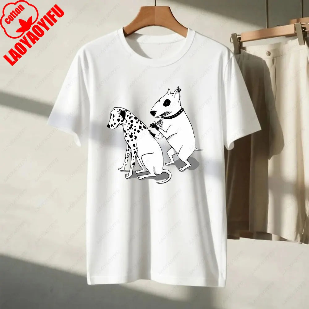 the SPOT STEALER - Funny Dalmatian Spot Tattoo Dog Shirt, Quirky Bull Terrier Tattoo Design Tee, Humorous Pet Lover Gift T-Shirt, Men/Women Summer Tops