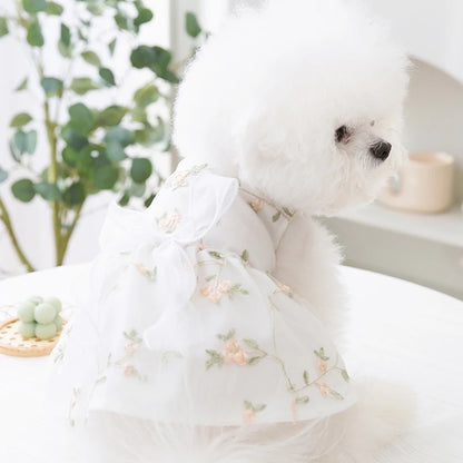 Dog Princess Dress Cute Pet Dog Mesh Dress Kitten Puppy Pet Skirt Dog Summer Dress Bow Lace Korean Poodle Chihuahua Dog Clothes