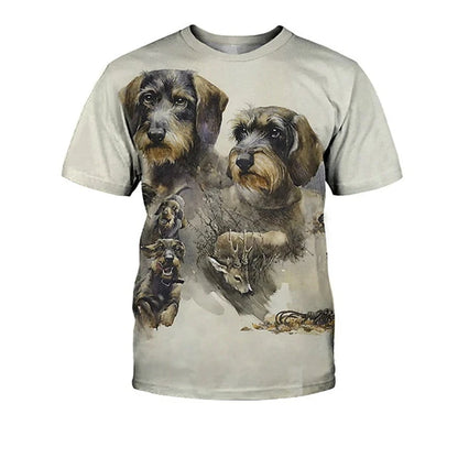 the HUNTING DOG - Hunting Dog Print T-Shirts for Men, Round Neck Short Sleeve Dachshund Graphic Tops, Casual Men/Women T-Shirts