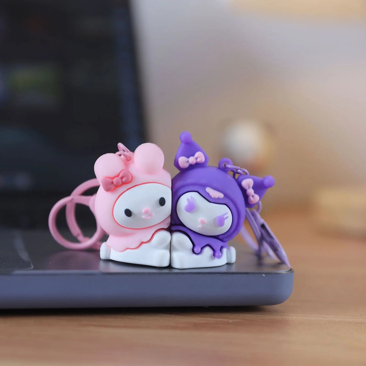 Couples Magnetic Line Puppy Keychain Will Never Leave Cute Dog Key Pendant Kulomi Melody keychain Gift Girl Bag Pendant